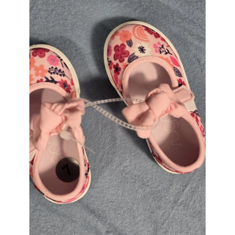Toddler Girls Floral Bow Mary Jane Canvas Shoes New 7